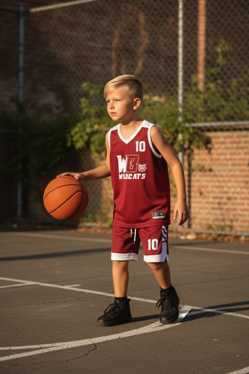 Custom WB Wildcats Basketball Uniform — Maroon #10