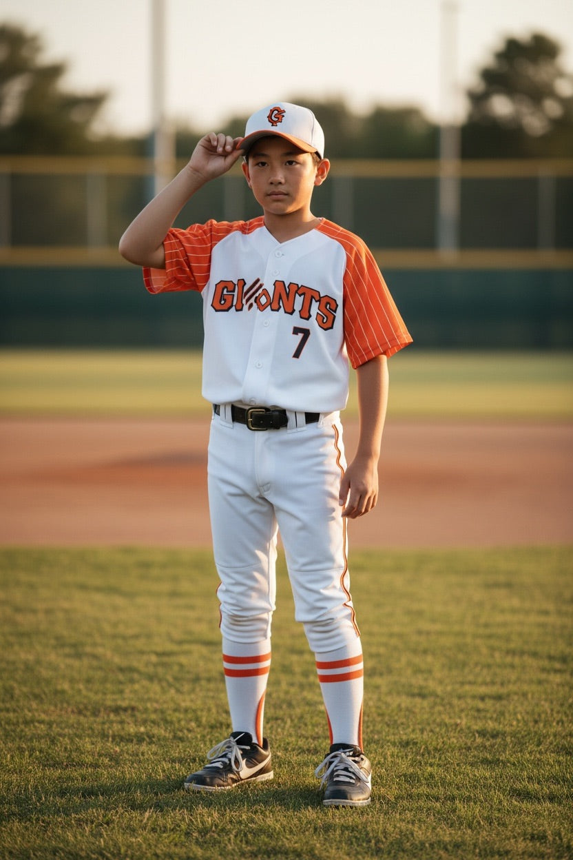 Custom Giants Baseball Uniform — White Front Button
