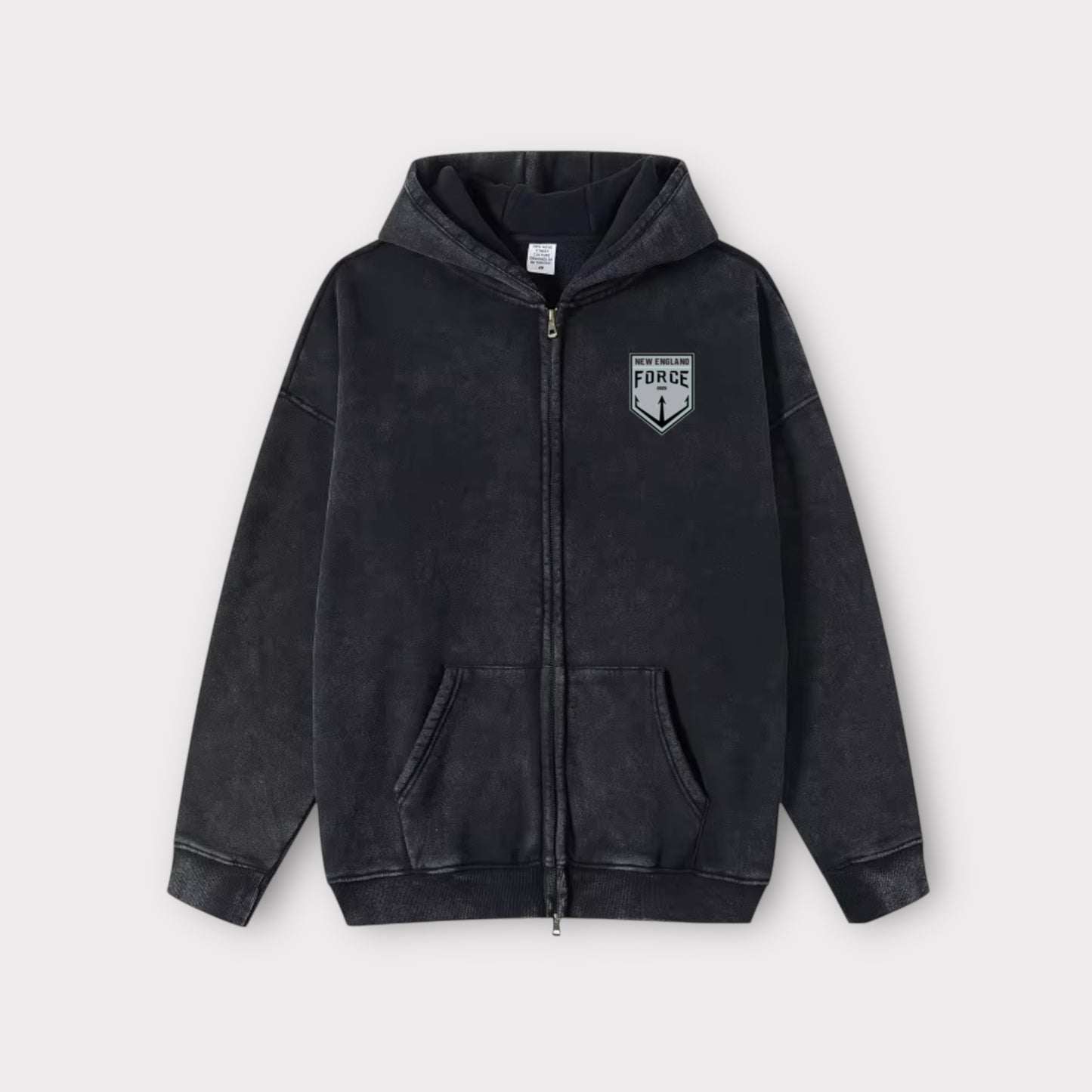 Preorder - NEF Black Acid Washed Zip Up