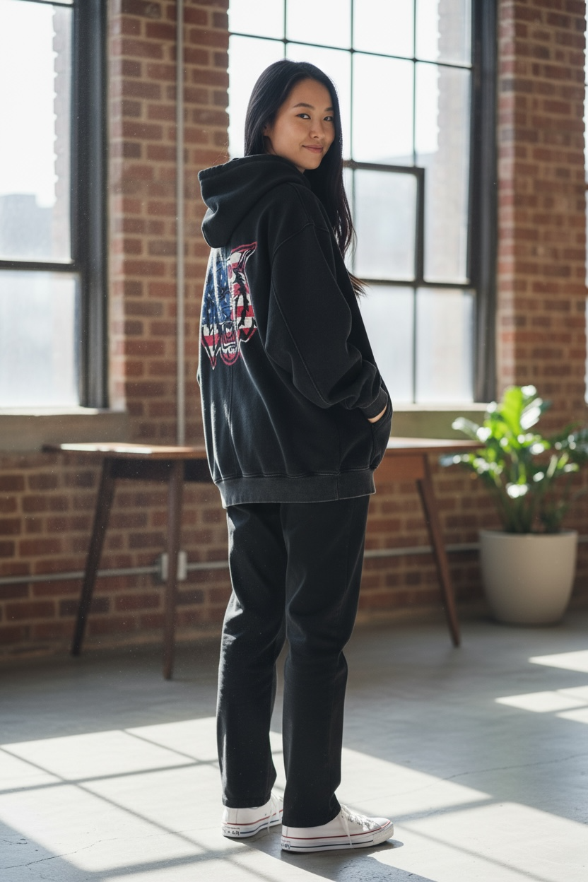 WB Wildcats American Flag Oversized Hoodie
