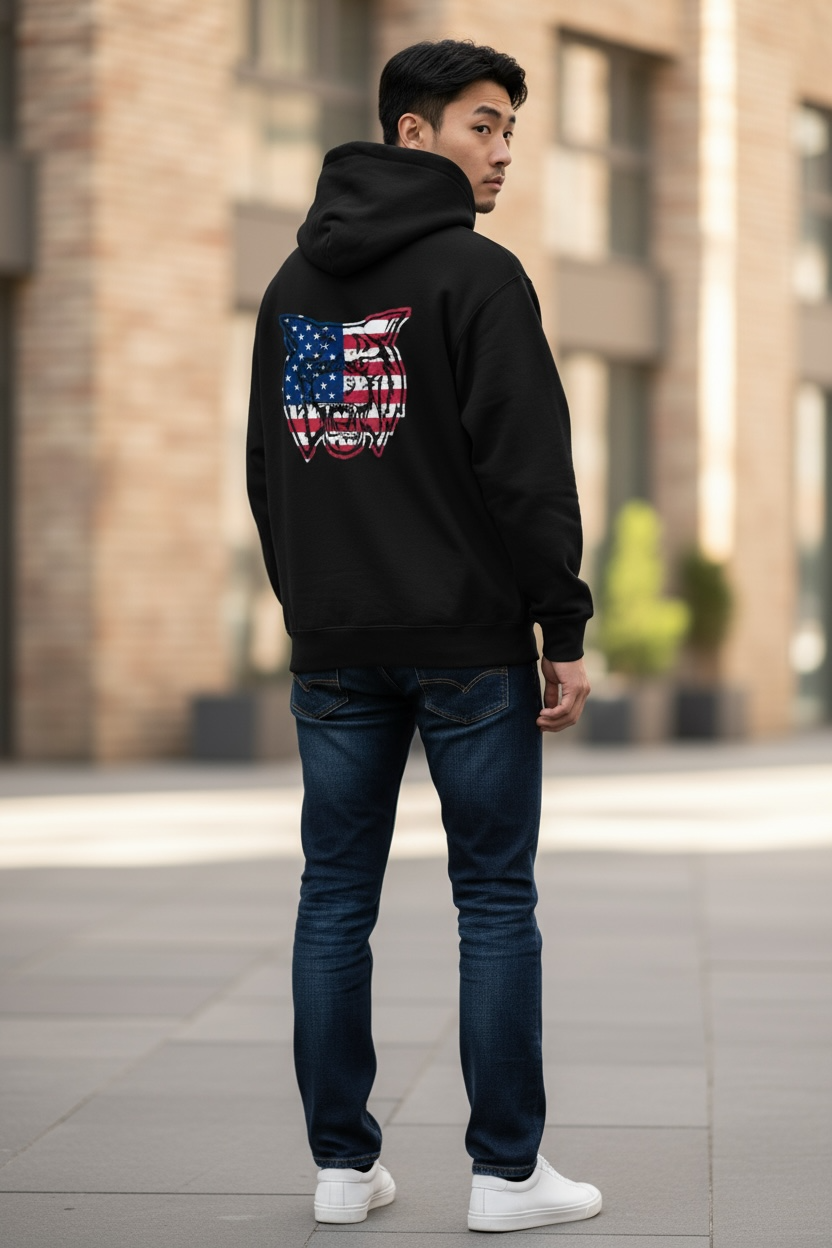 WB Wildcats - American Flag Logo Black Hoodie