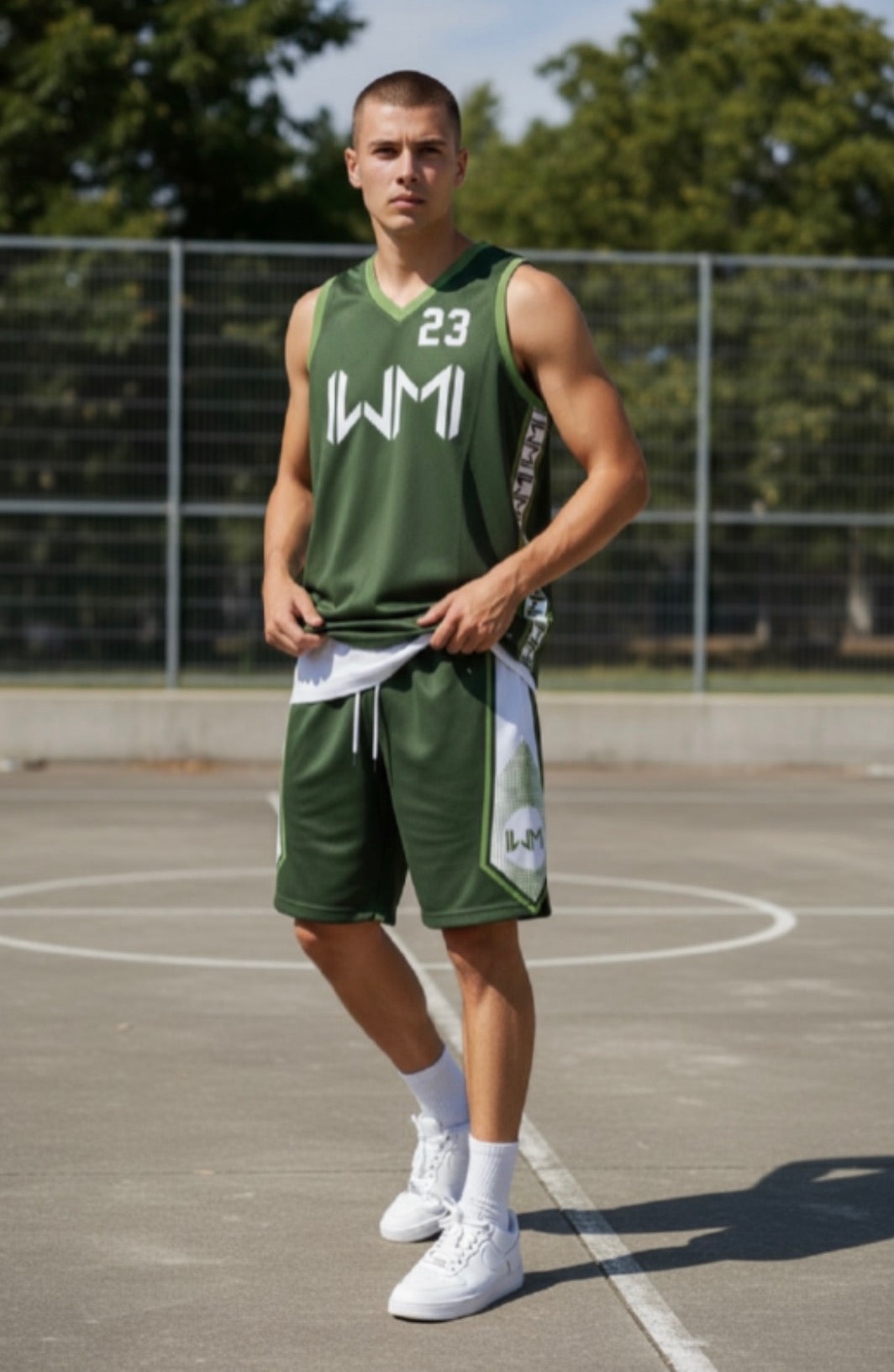 Custom Basketball Uniform — Green & White Mens