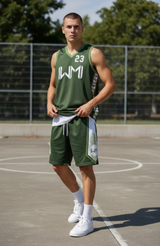 Custom Basketball Uniform — Green & White Mens