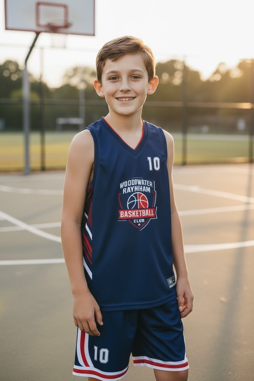 Custom Bridgewater-Raynham Basketball Uniform — Navy