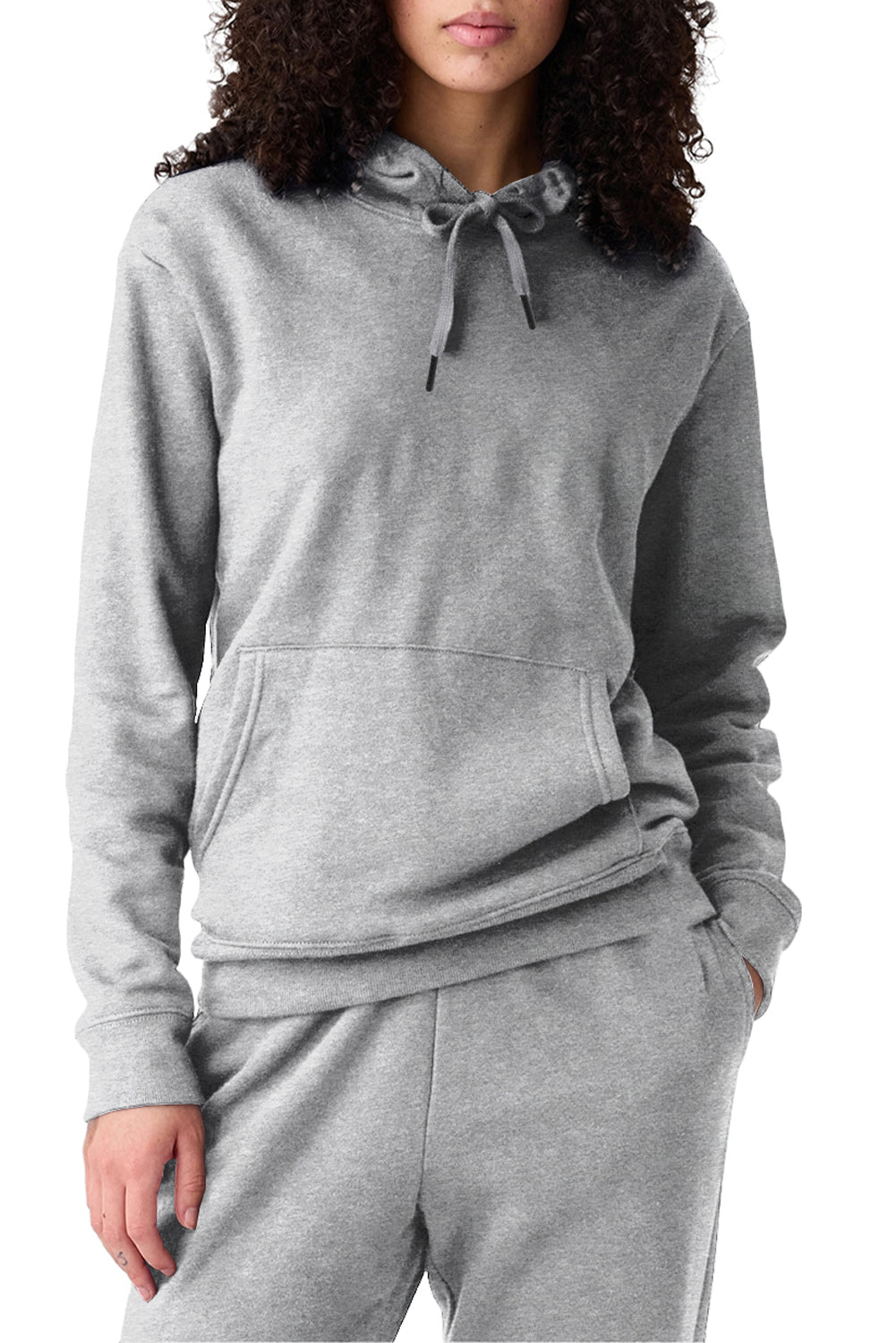 Bonbon Plain Fleece Lined Drawstring Hoodie with Pocket