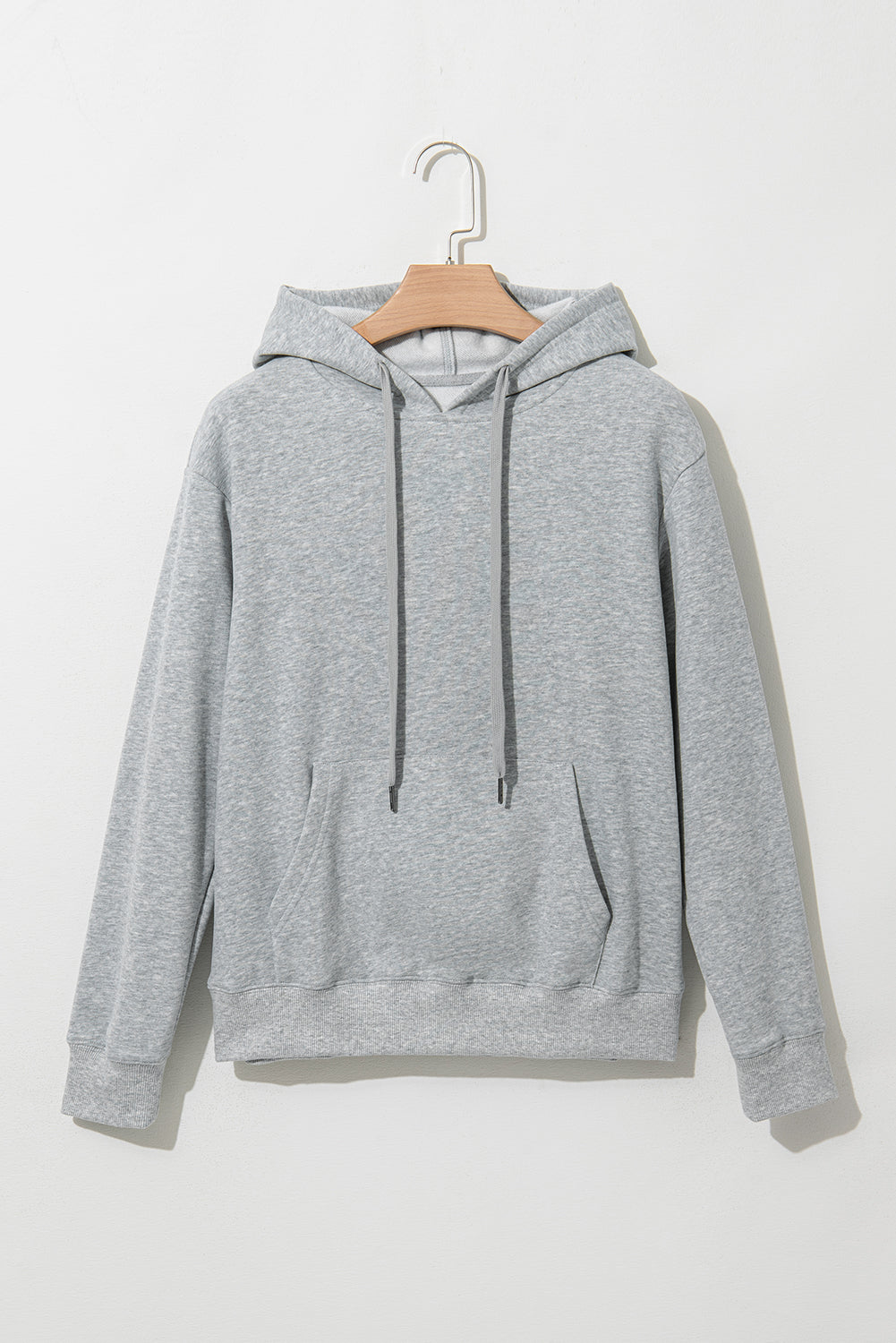 Bonbon Plain Fleece Lined Drawstring Hoodie with Pocket