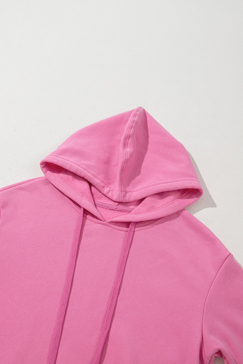 Bonbon Plain Fleece Lined Drawstring Hoodie with Pocket