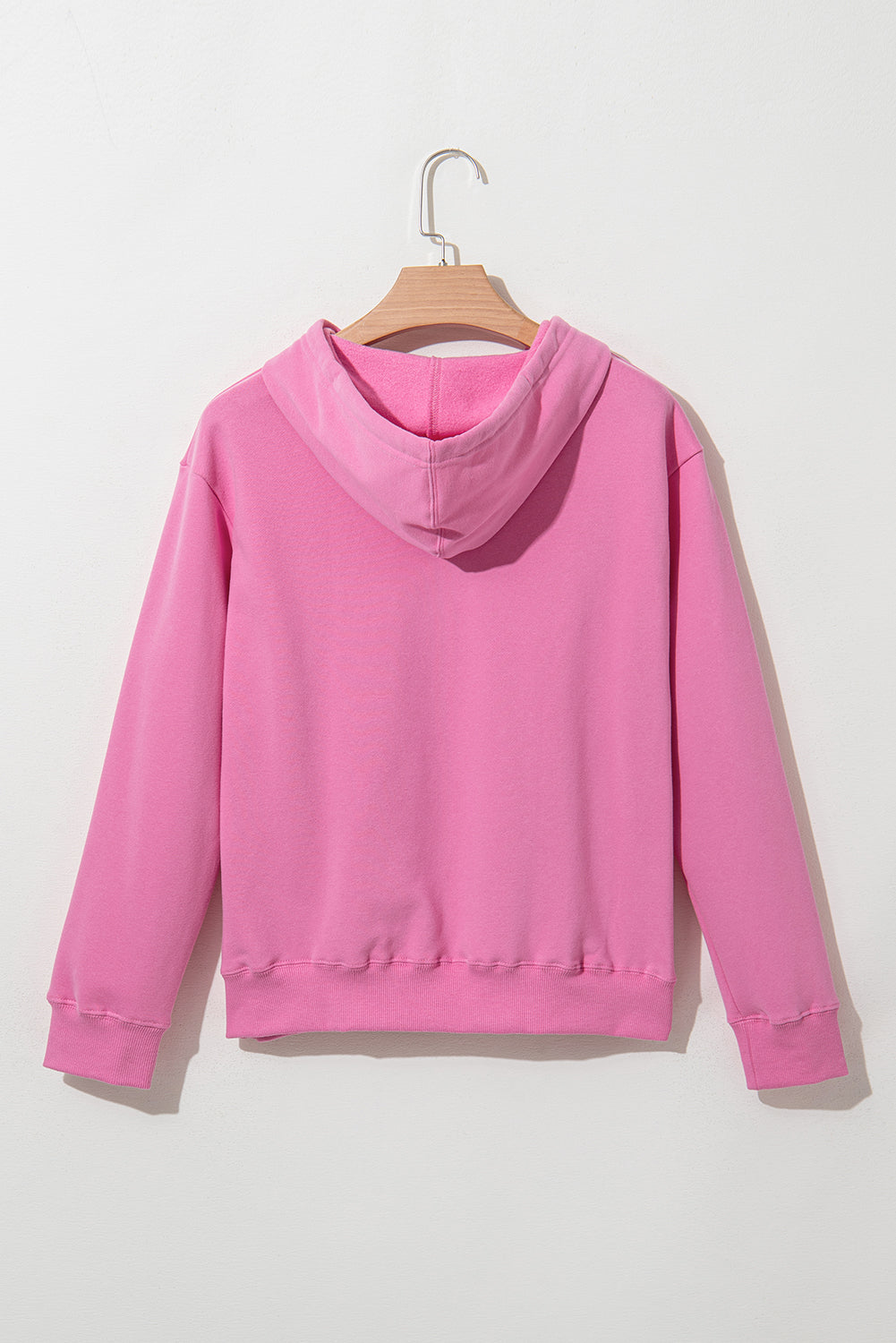 Bonbon Plain Fleece Lined Drawstring Hoodie with Pocket