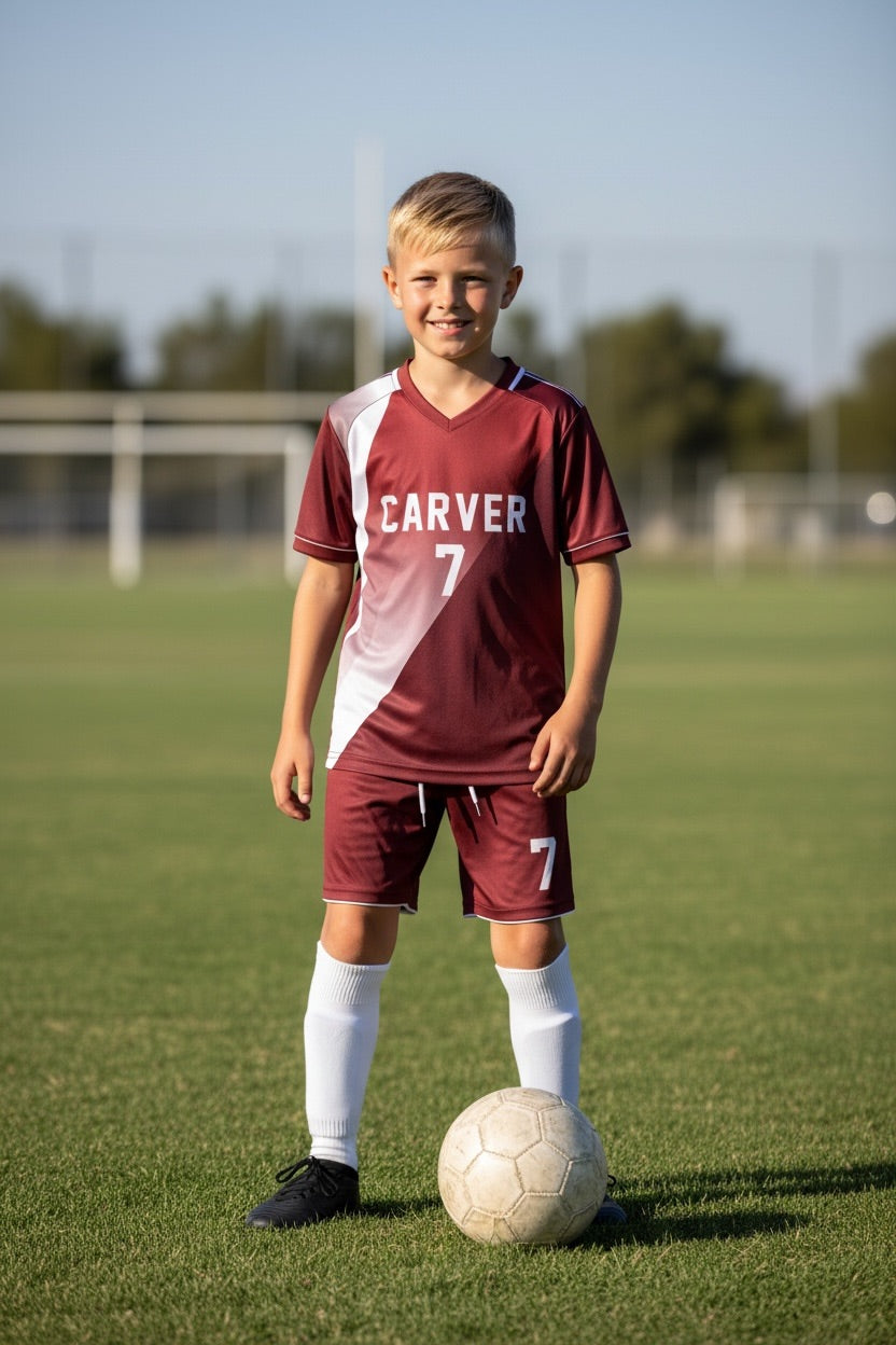 Custom Carver Soccer Kit — Maroon Youth