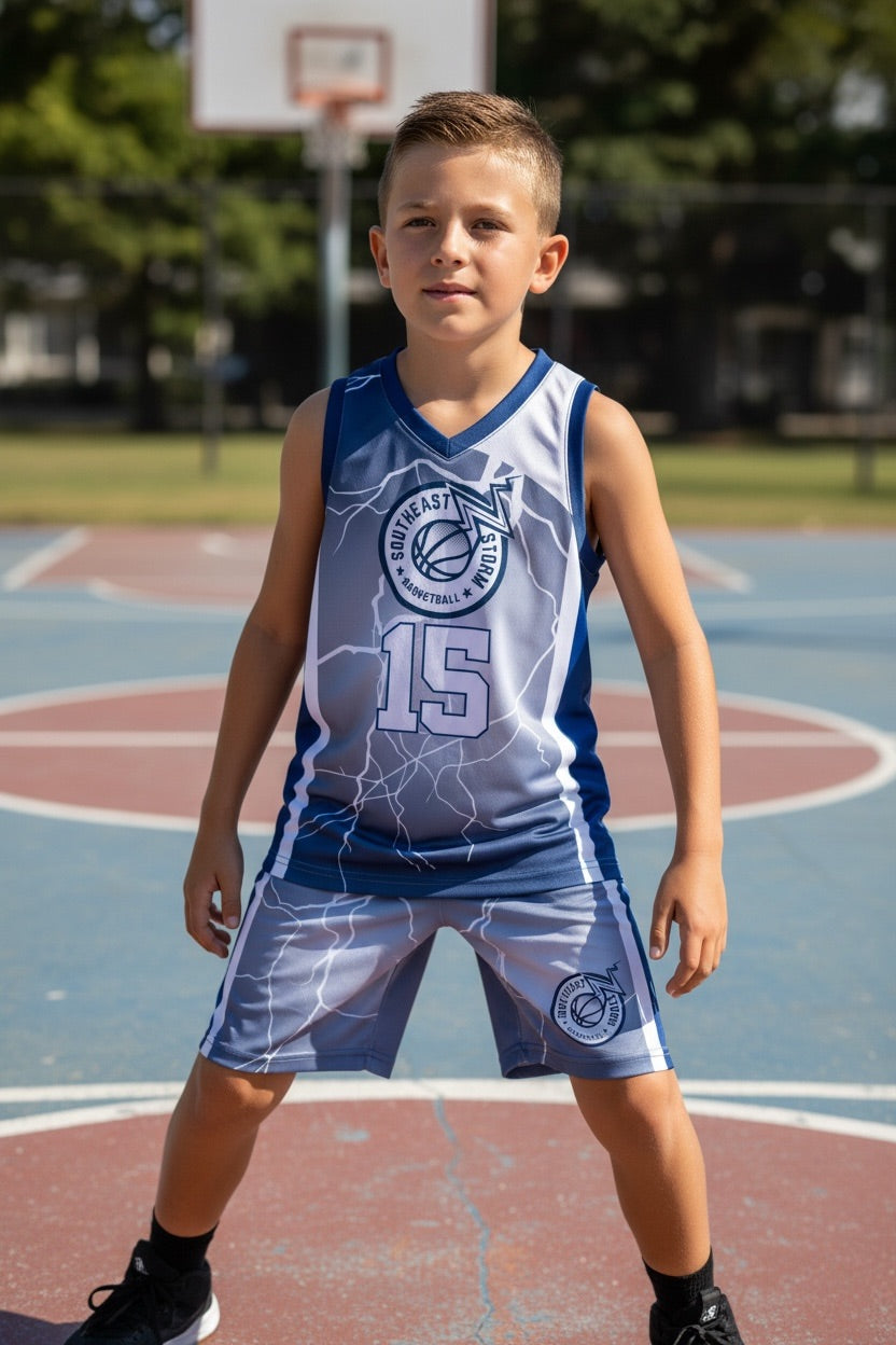 Custom Southeast Storm Basketball Uniform — Lightning Design
