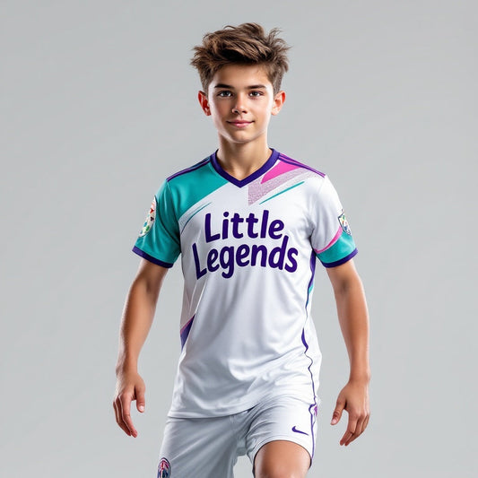 Custom Little Legends Soccer Jersey — White & Teal Design