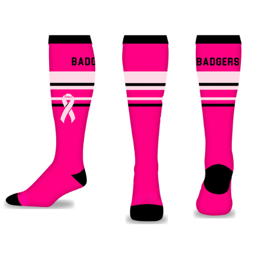 Custom pink awareness socks example