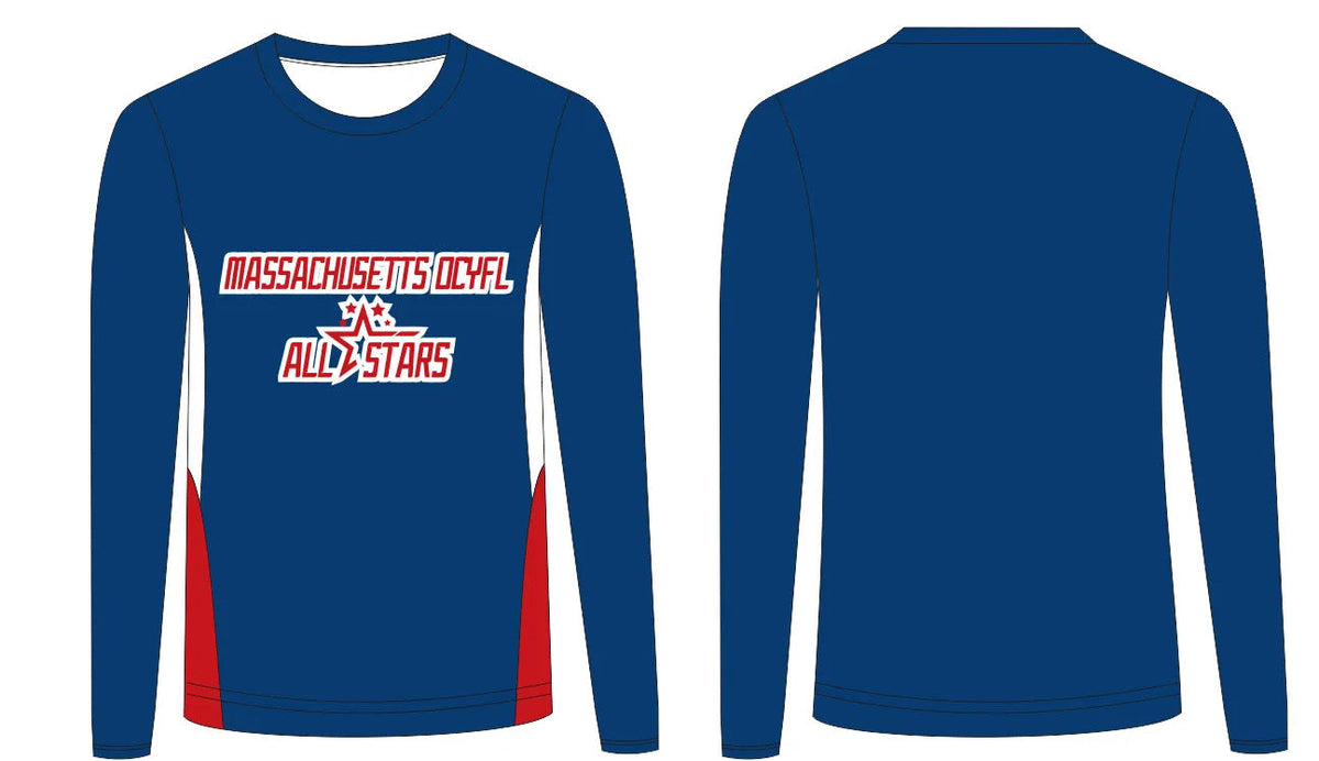 Custom long sleeve shooter shirt example, front and back