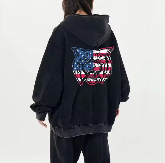 Preorder - WB Wildcats American Flag Oversized Hoodie