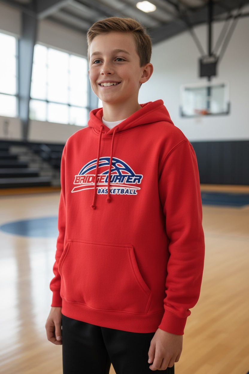 Red Bridgewater Basketball Hoodie