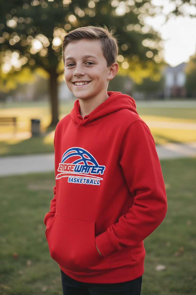 Red Bridgewater Basketball Hoodie