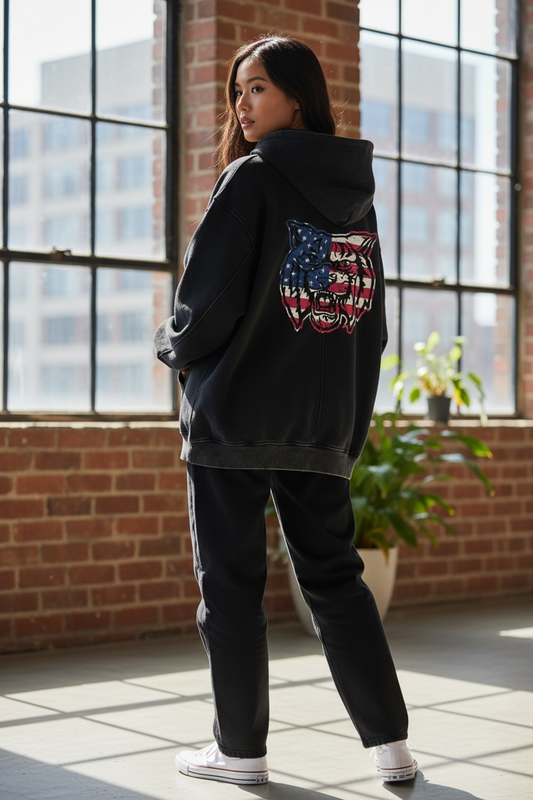 WB Wildcats American Flag Oversized Hoodie