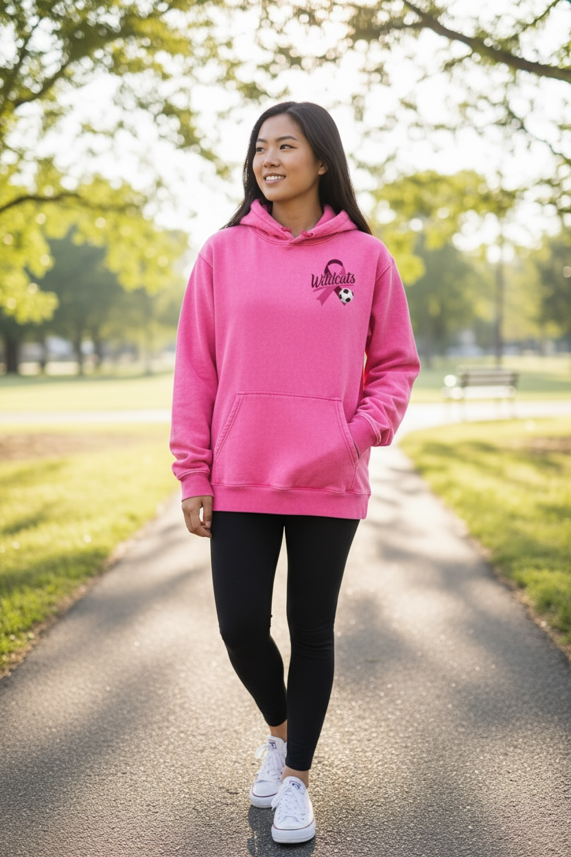 WB Wildcats Hoodie - Breast Cancer Logo