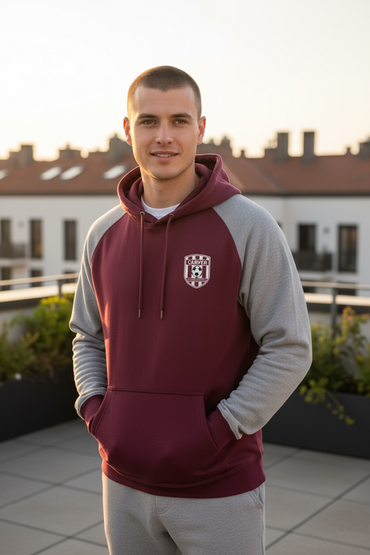 Maroon with Gray Sleeves Hoodie