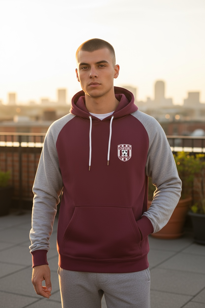 Maroon with Gray Sleeves Hoodie