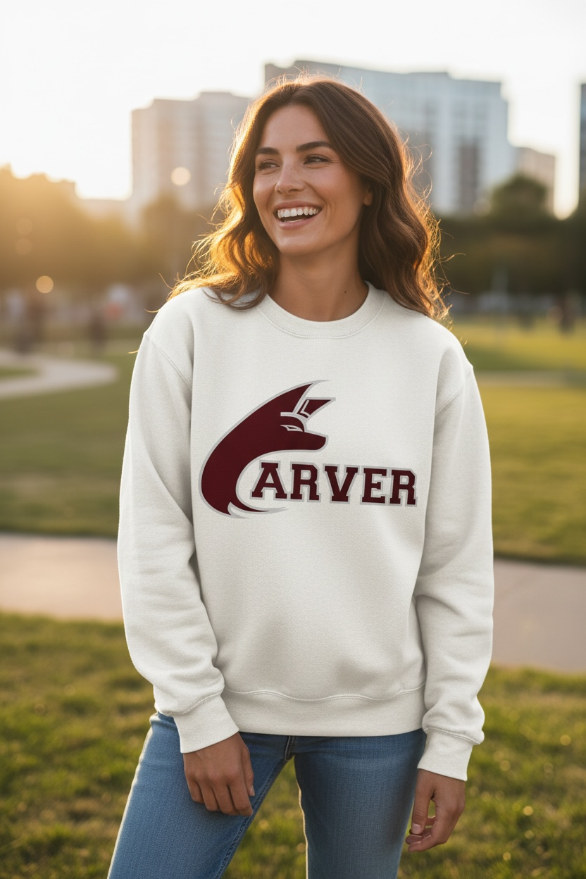Carver Coyotes White Crewneck