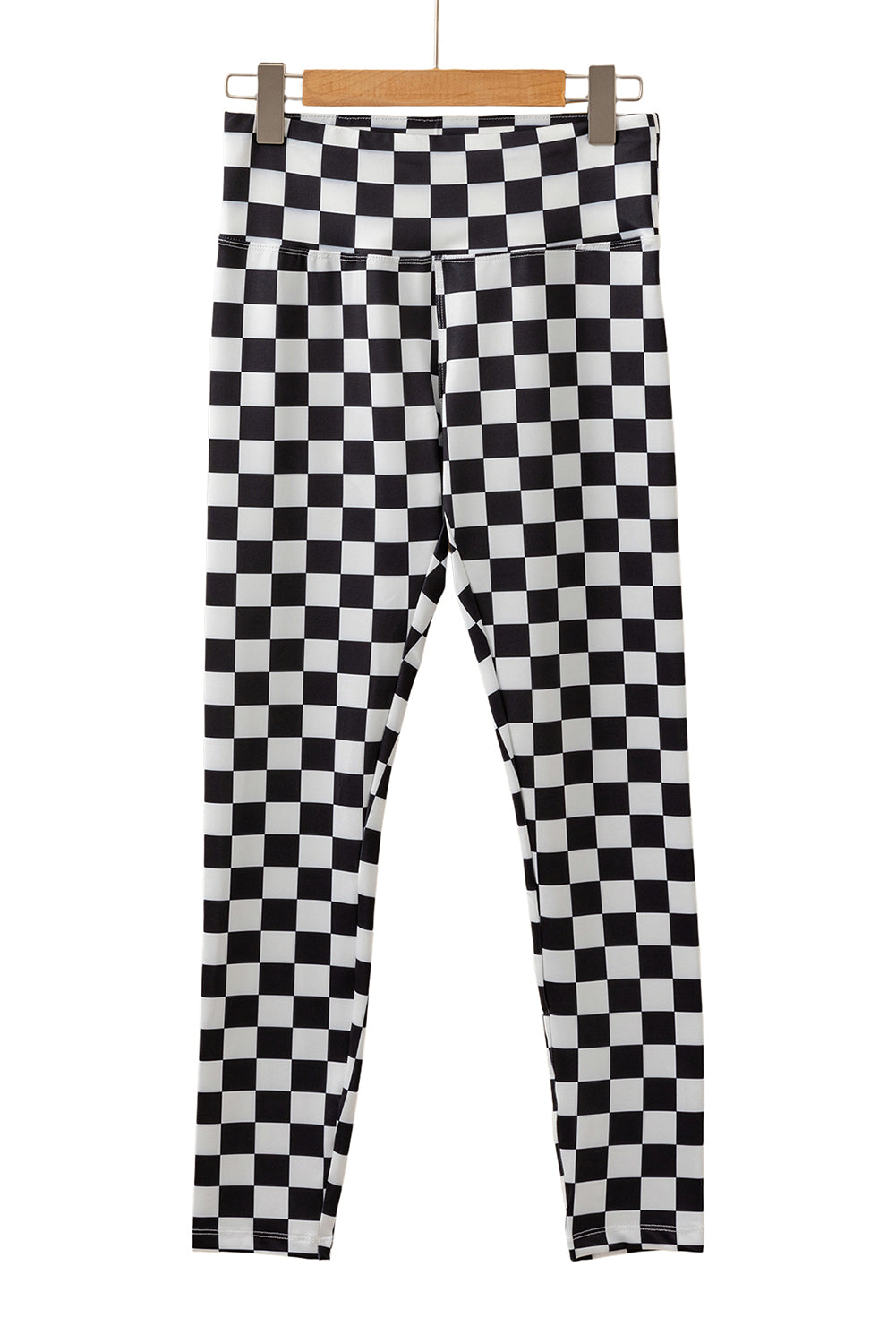 Black Checkered Pattern High Waist Skinny Leggings