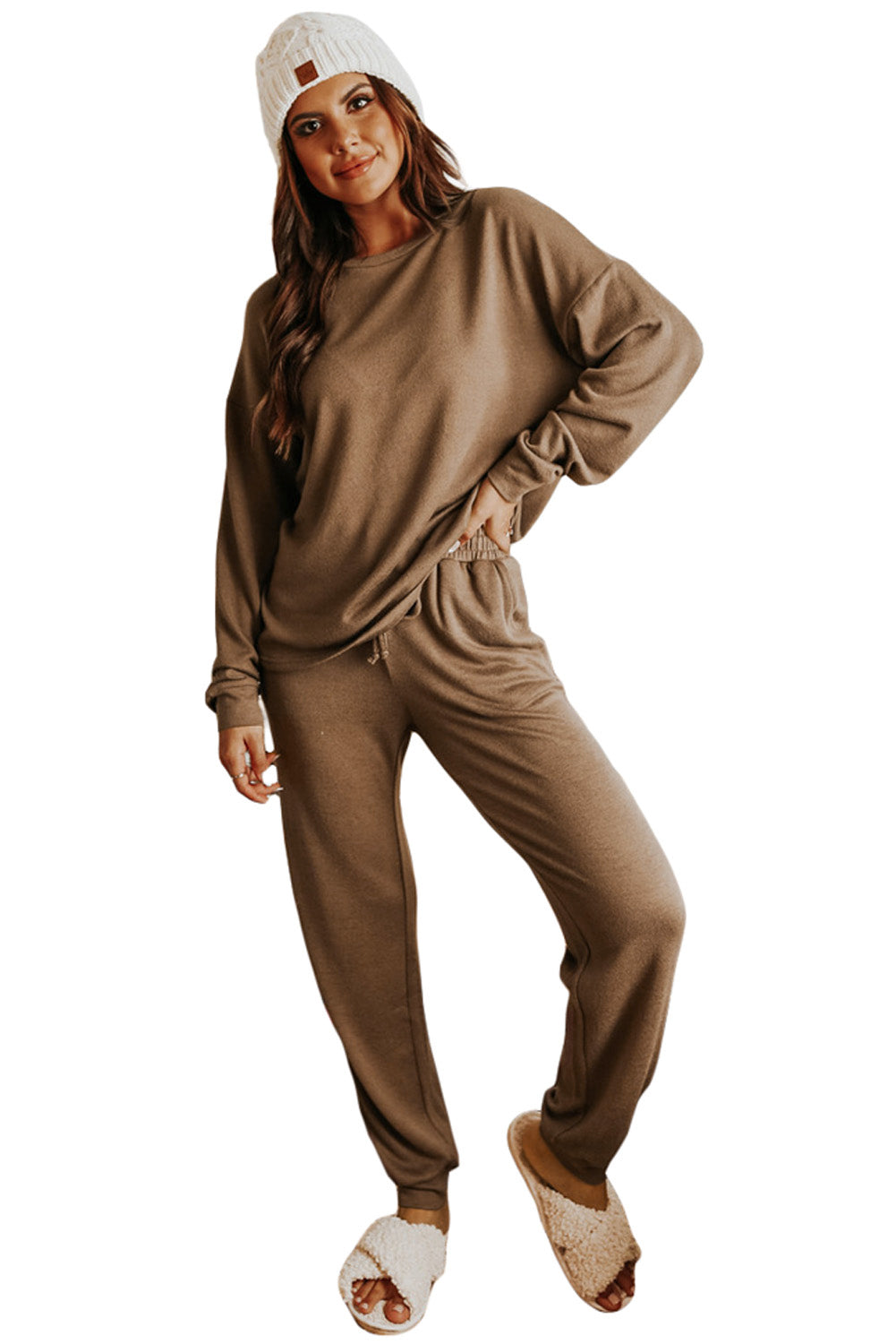 Red Casual Long Sleeve Pullover & Joggers Pajamas Set