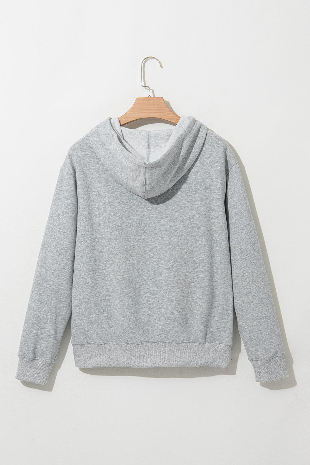 Bonbon Plain Fleece Lined Drawstring Hoodie with Pocket